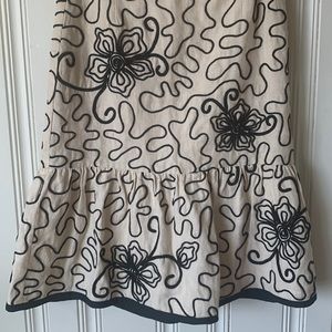 Nanette Lepore Linen Skirt Ivory & Black Size 6